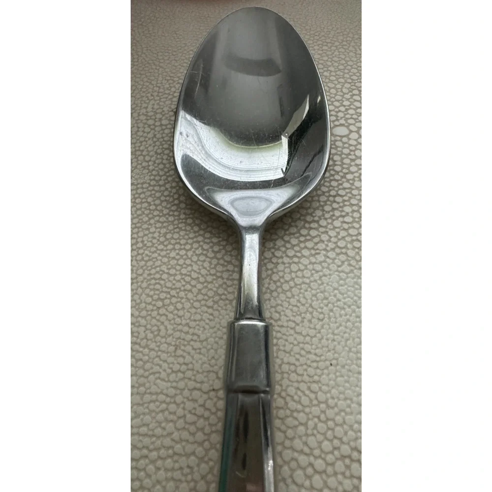 Oneida ACT I Spoon Glossy Stainless Solid Serving Spoon Heirloom Cube 8 5/8